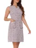 Tweed Plaid Sleeveless Pockets Zipper Work Dress sold by Allegra K