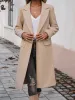 Wool Blend Notched Lapel One Button Long Sleeves Winter Pea Coat sold by Allegra K