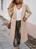 Wool Blend Notched Lapel One Button Long Sleeves Winter Pea Coat sold by Allegra K
