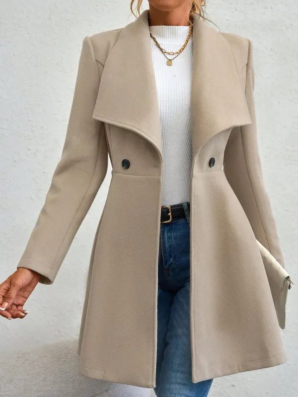 Lapel Long Sleeves Bouble Breasted Peplum Coat sold by Allegra K