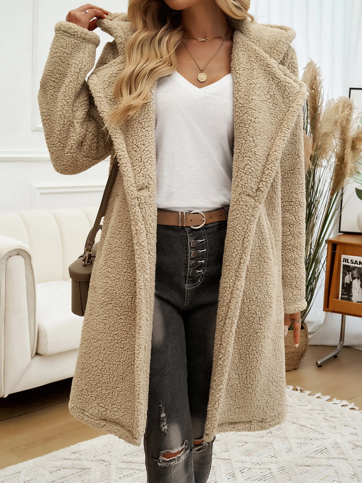 Casual Polar Fleece Hooded Pocketed Long Sleeves Jacket sold by Allegra K product image thumbnail 5