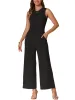 Solid Color Sleeveless Crew Neck Wide Leg Jumpsuits sold by Allegra K