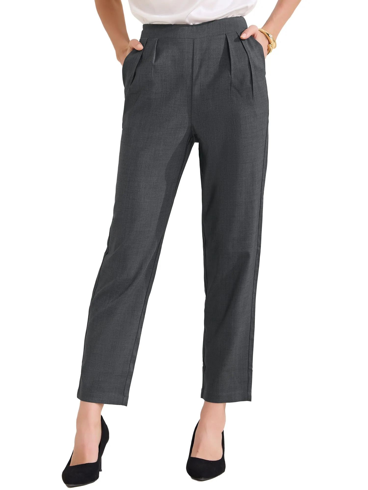 High Waist Pocketed Straight Leg Ankle Pants Slacks sold by Allegra K product image thumbnail 5