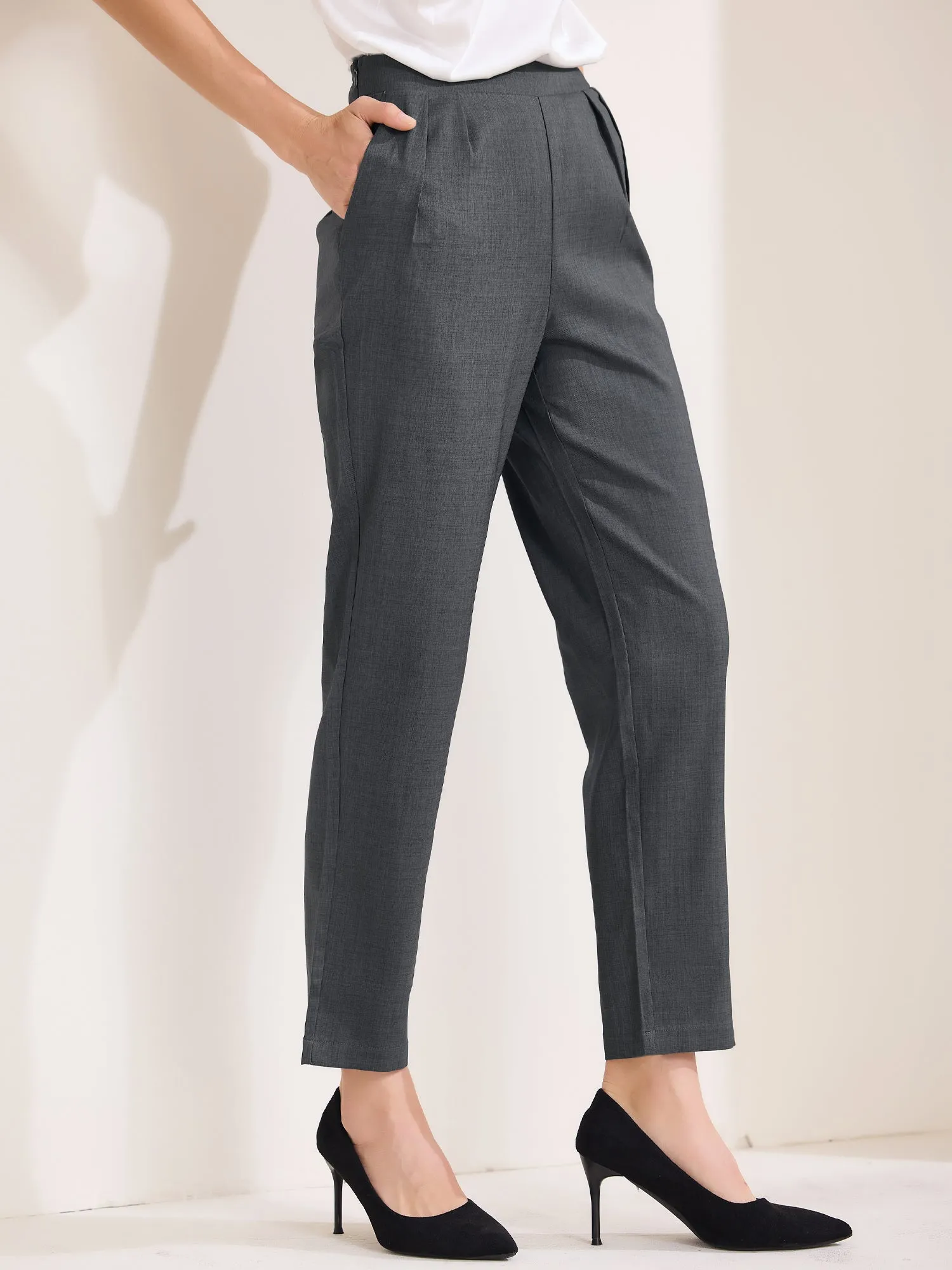 High Waist Pocketed Straight Leg Ankle Pants Slacks sold by Allegra K product image thumbnail 2