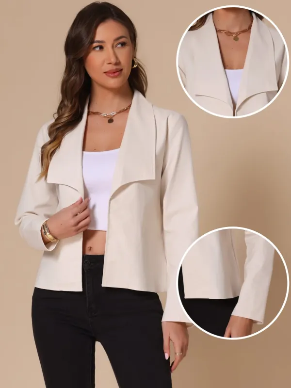 Open Front Collared Long Sleeve Casual Dressy Jacket sold by Allegra K