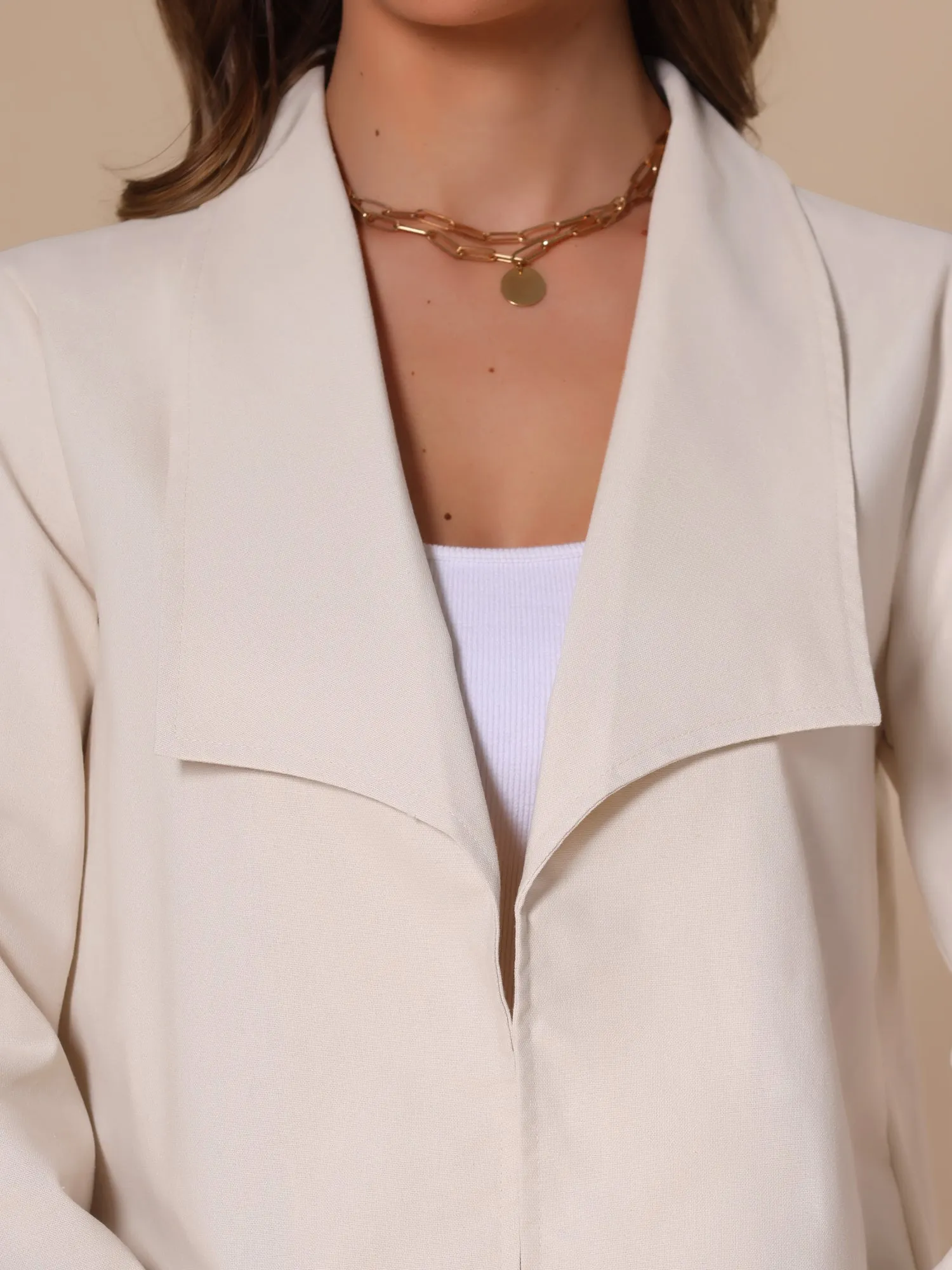 Open Front Collared Long Sleeve Casual Dressy Jacket sold by Allegra K product image thumbnail 4