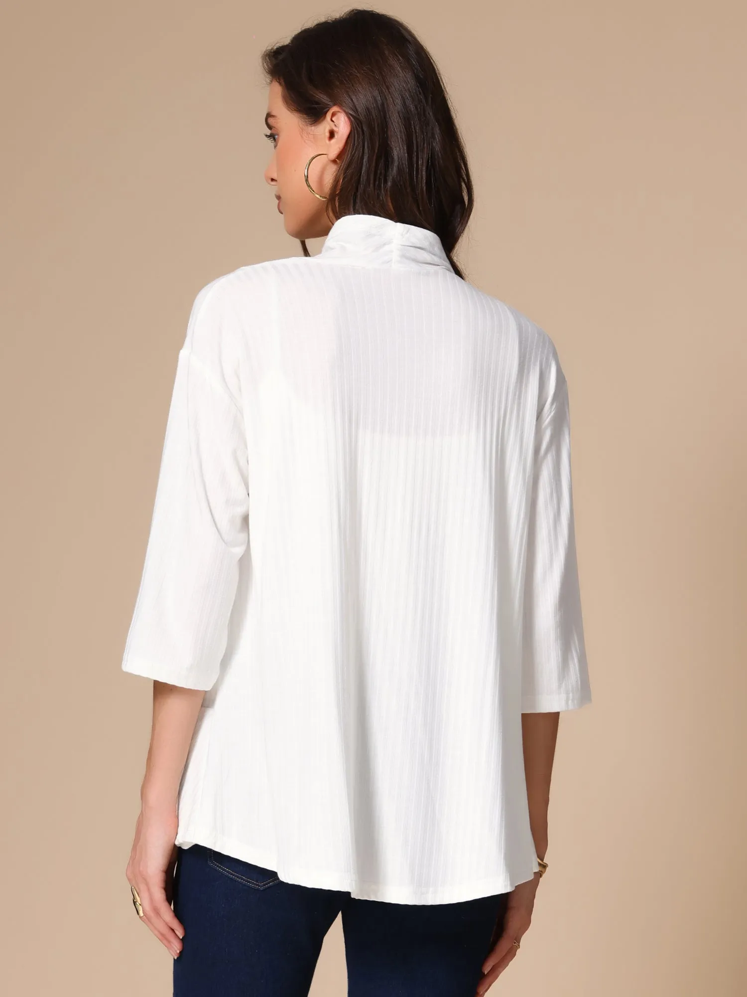 Casual Open Front Lightweight 3/4 Sleeve Irregular Hem Cardigants sold by Allegra K product image thumbnail 2