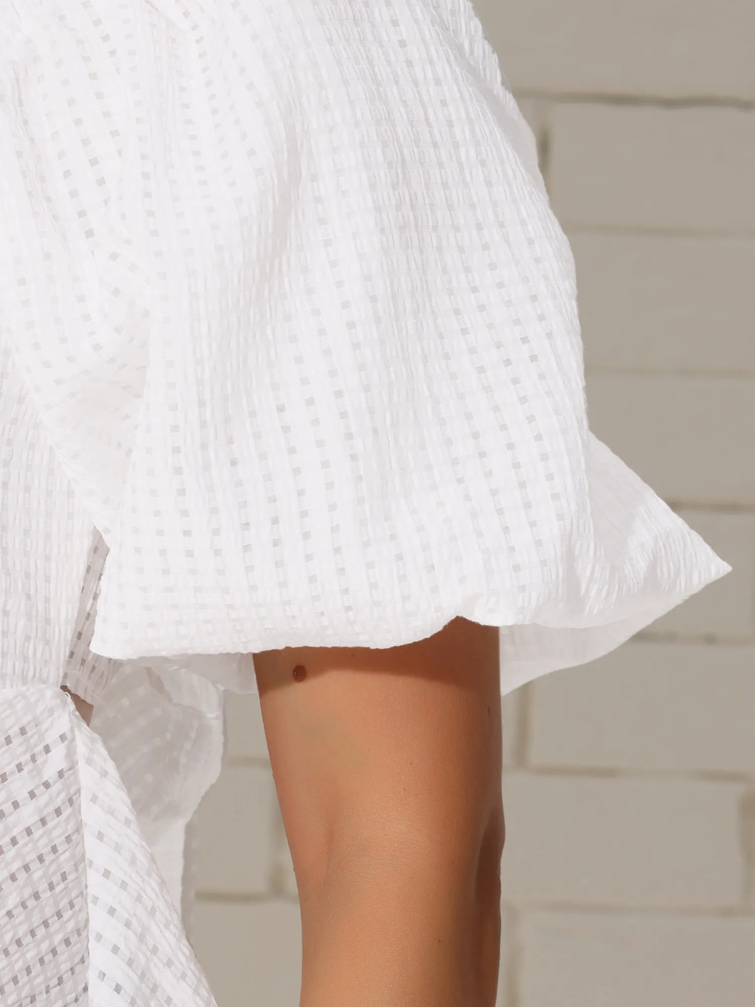 Square Neck Puff Sleeves Back Bow Textured Peplum Blouse sold by Allegra K product image thumbnail 4