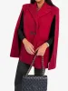 Solid Color Loose Fitting Notched Lapel Cape Coat sold by Allegra K