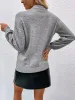 Faux Pearl Decor Solid Color Lantern Sleeve Sweater sold by Allegra K