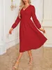 Lantern Sleeve Textured A-Line Midi Dress sold by Allegra K