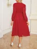 Lantern Sleeve Textured A-Line Midi Dress sold by Allegra K