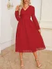 Lantern Sleeve Textured A-Line Midi Dress sold by Allegra K