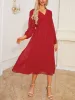 Lantern Sleeve Textured A-Line Midi Dress sold by Allegra K