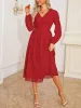 Lantern Sleeve Textured A-Line Midi Dress sold by Allegra K