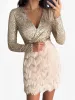 Sequin Glitter Fringe Patchwork Bodycon Mini Dress sold by Allegra K