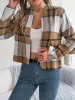 Plaid Long Sleeves Open Front Cropped Jacket sold by Allegra K