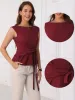 Tie Front Boat Neck Sleeveless Work Blouse sold by Allegra K
