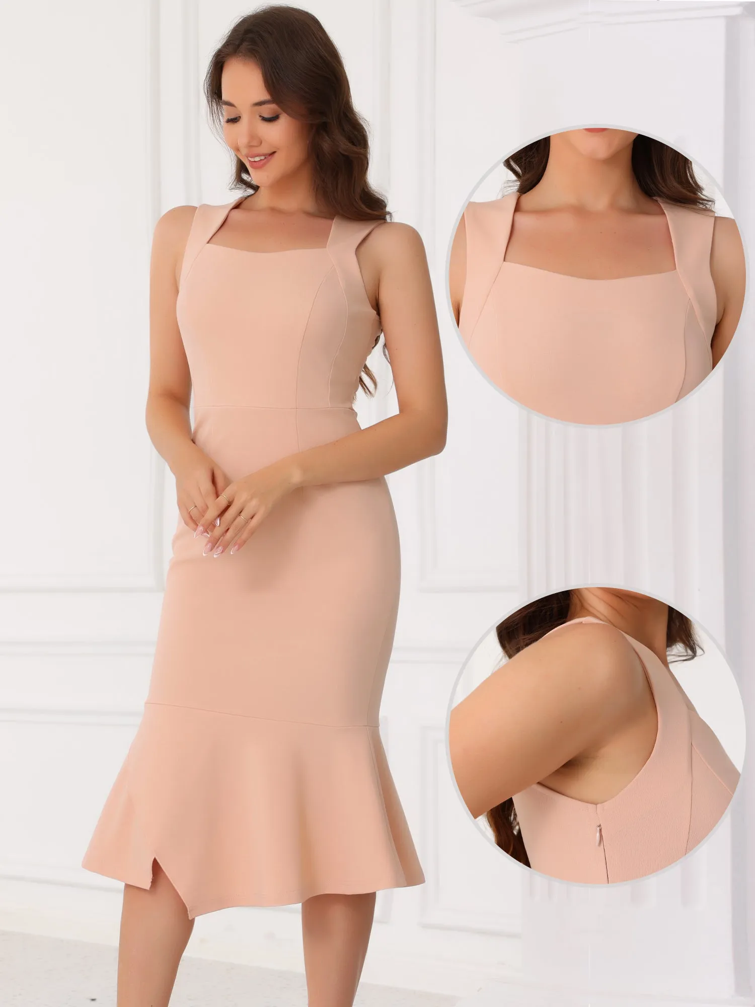 Sleeveless Cocktail Bodycon Fishtail Ruffles Dress sold by Allegra K product image thumbnail 2