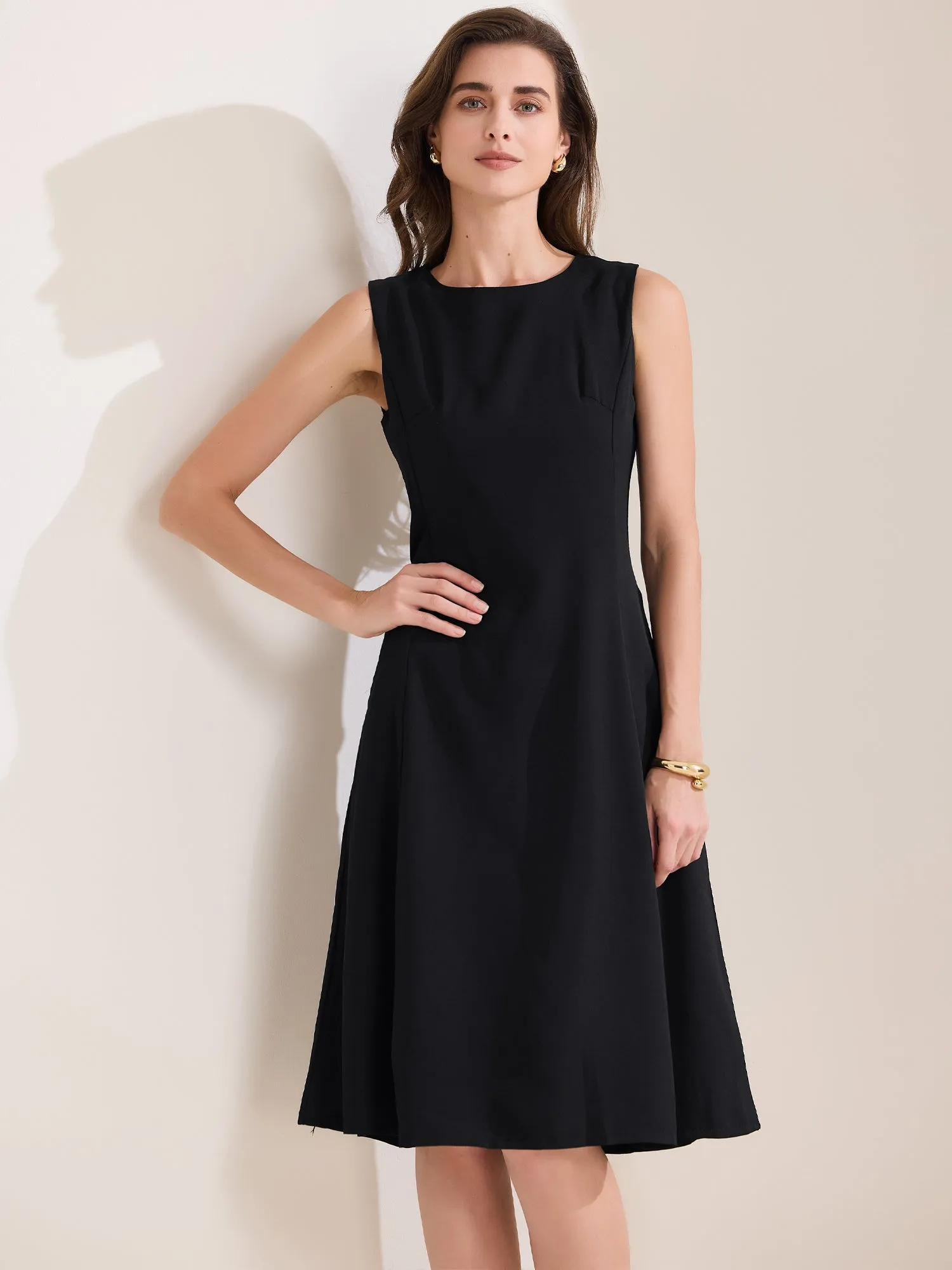 Crew Neck Sleeveless Pocketed A-Line Midi Dress sold by Allegra K product image thumbnail 2