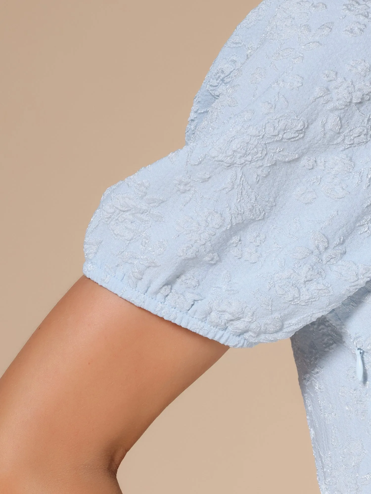 Jacquard Floral Textured Square Neck A-Line Dress sold by Allegra K product image thumbnail 4