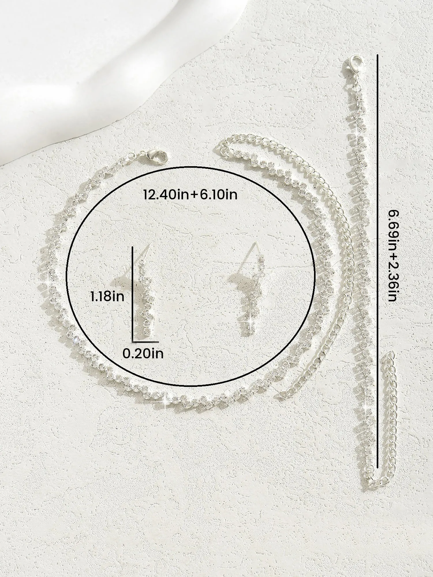 4 Pieces Faux Rhinestone Earrings Necklace Bracelet Set sold by Allegra K product image thumbnail 3