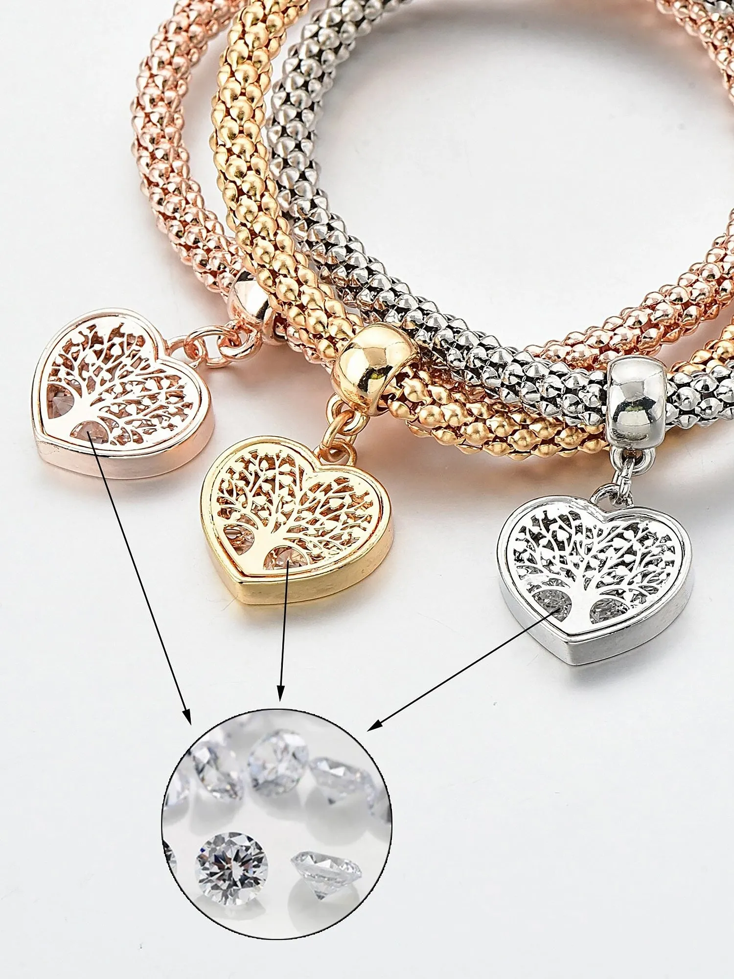 3 Packs Corn Chain Alloy Pendant Bracelet Set sold by Allegra K product image thumbnail 3