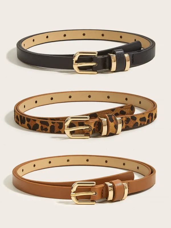 3 Packs Versatile Pin Buckle Faux Leather Belt sold by Allegra K