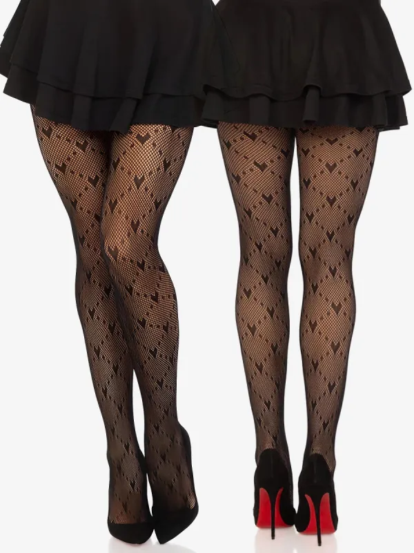 2 Pairs Heart Pattern Stockings Pantyhose sold by Allegra K