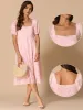 Square Neck Short Puff Sleeve Textured A-Line Midi Dress sold by Allegra K
