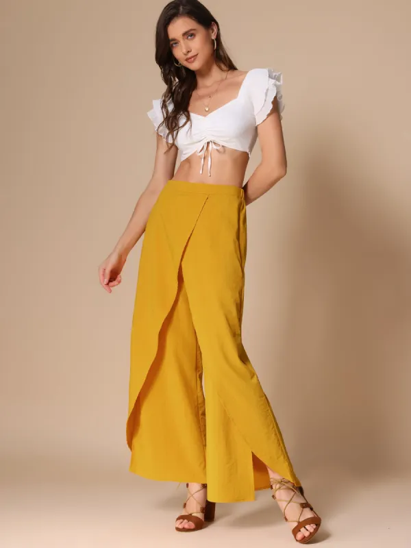 Casual Elastic High Waist Split Side Wide Legs Pants sold by Allegra K