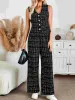 2 Pieces Tweed Plaid Sleeveless Vest & Wide Leg Pants Set sold by Allegra K