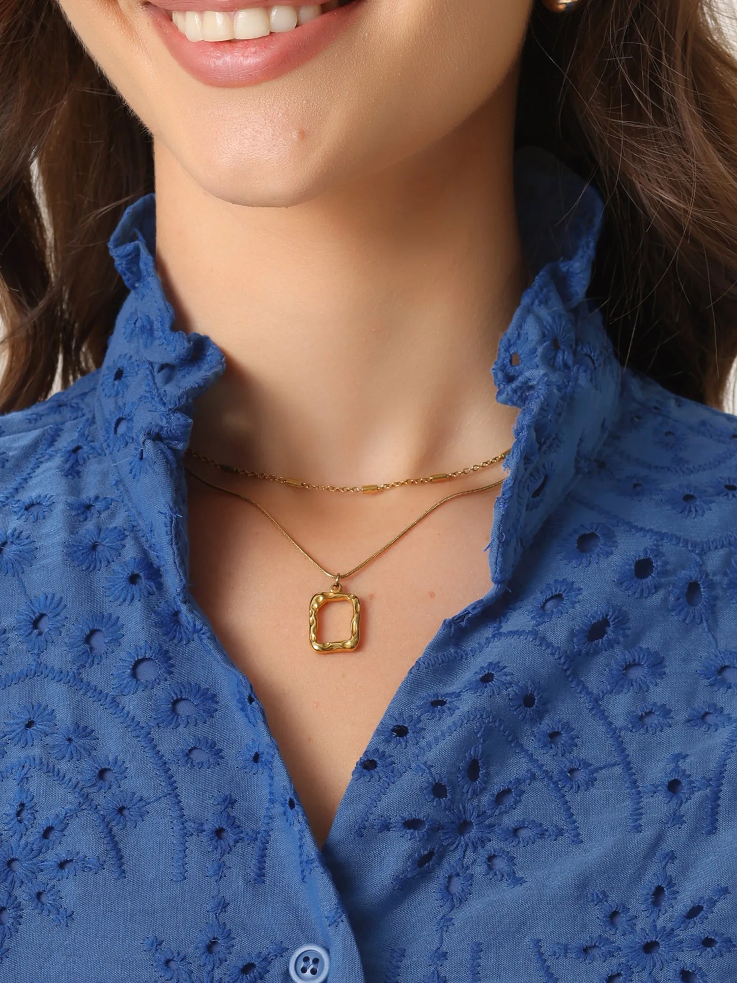 Long Sleeve Ruffled Eyelet Solid Color Shirts sold by Allegra K product image thumbnail 4