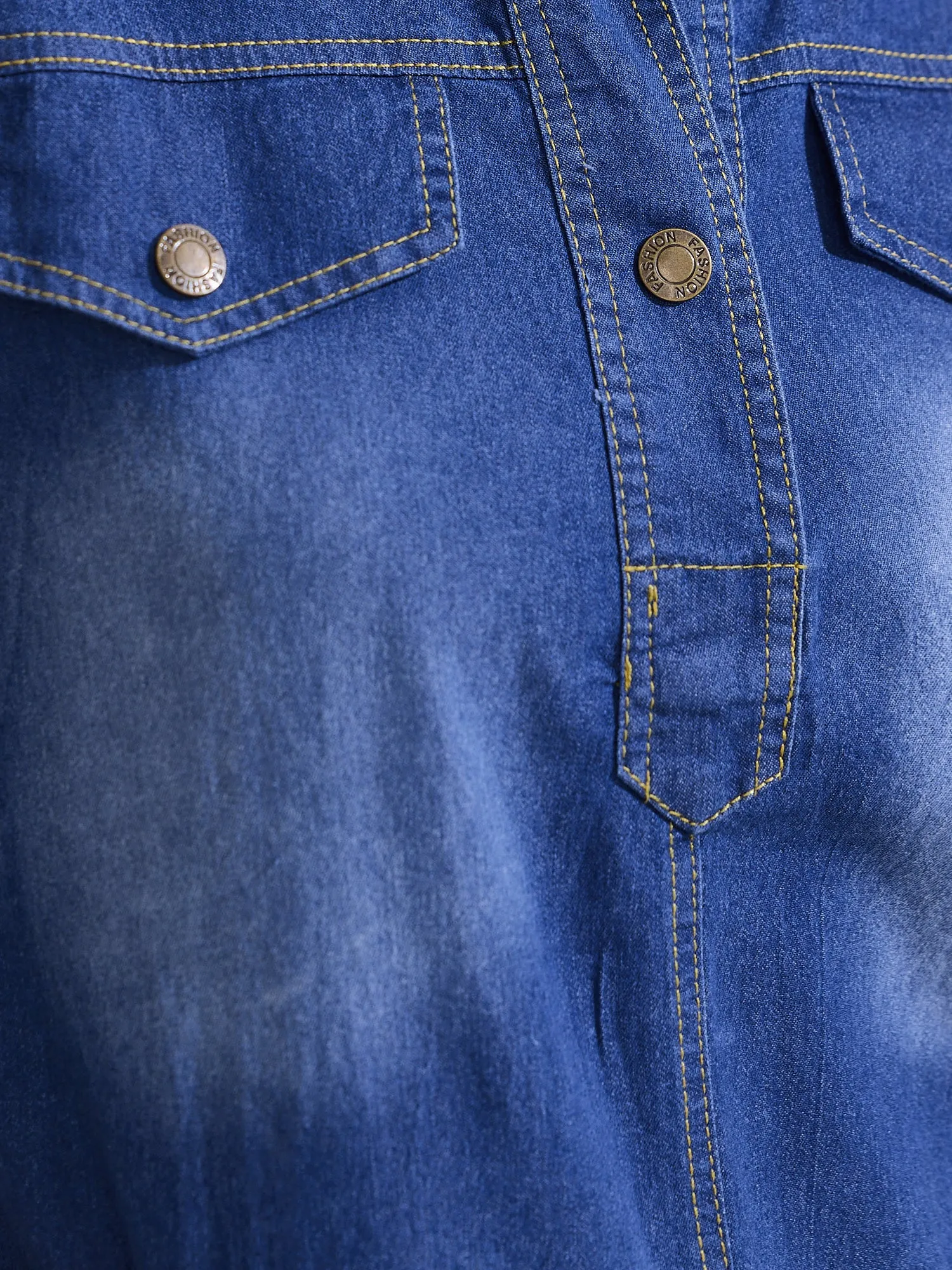 Denim Casual Short Sleeve Collared Midi Jean Dress sold by Allegra K product image thumbnail 4