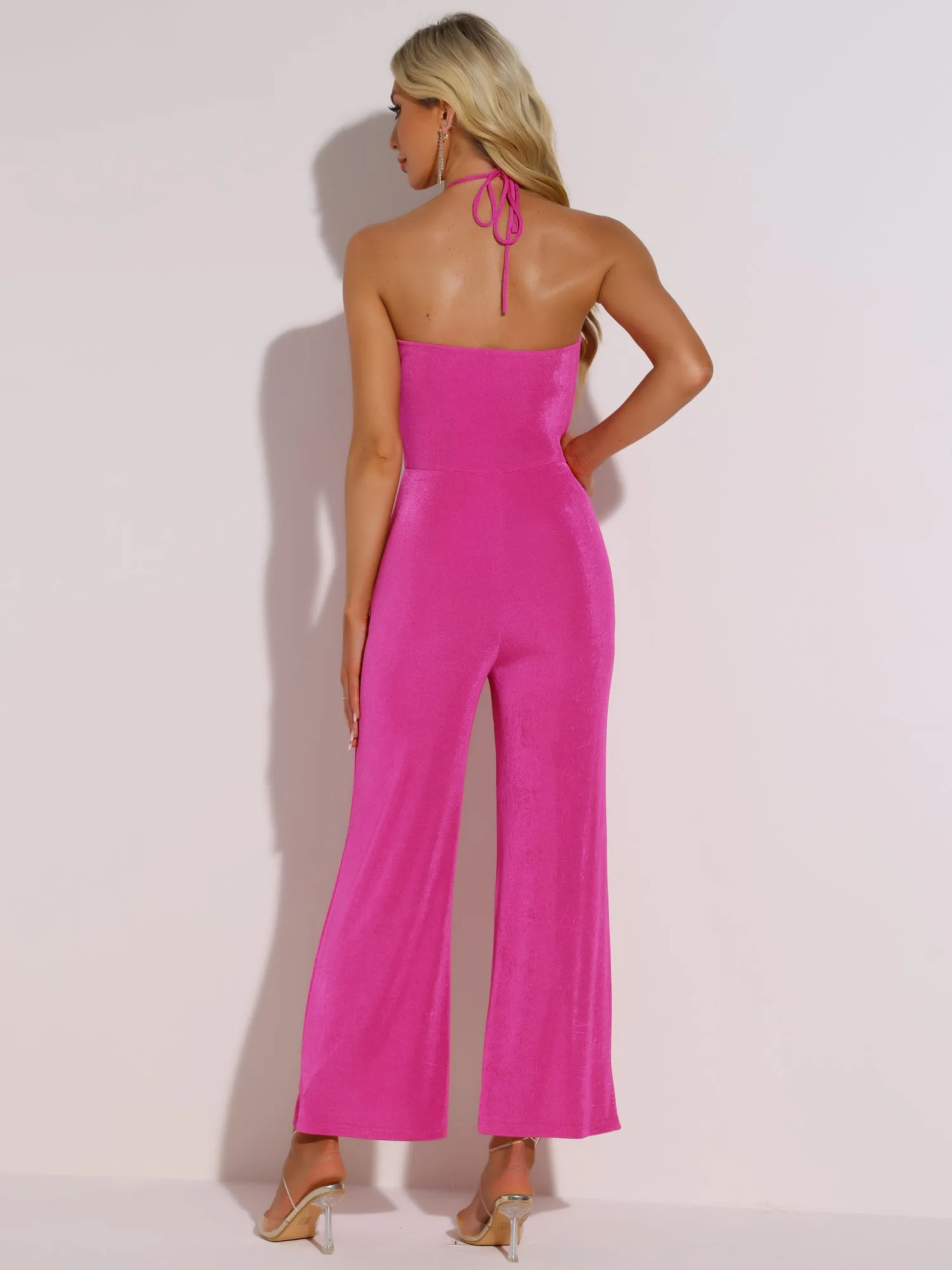 Halter Neck Sleeveless Keyhole Wide Legs Jumpsuits sold by Allegra K product image thumbnail 3