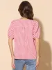 Gingham Square Neck Puff Sleeve Casual Top sold by Allegra K