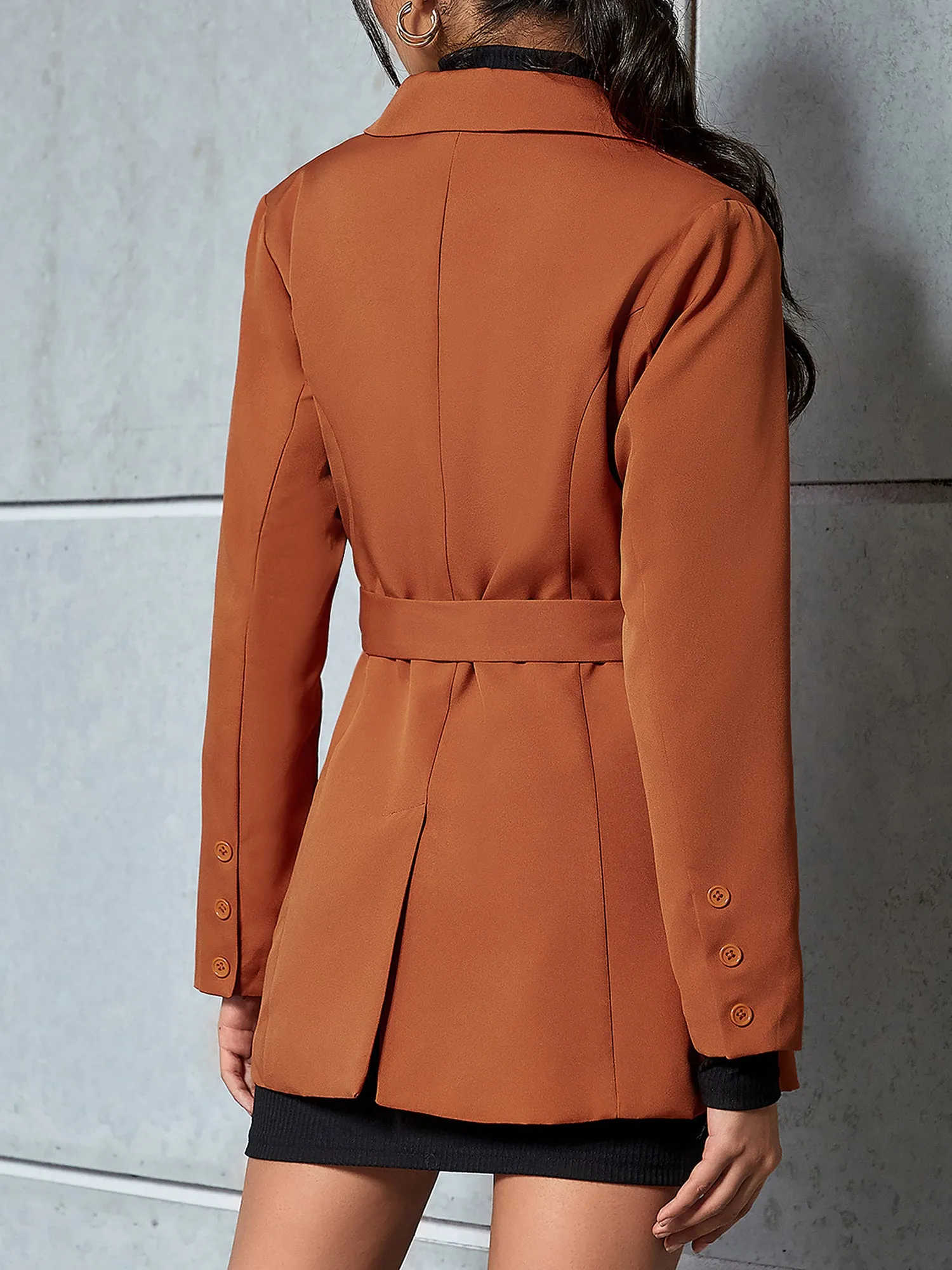 Notched Lapel Long Sleeves Lace-Up Cargo Blazer sold by Allegra K product image thumbnail 5