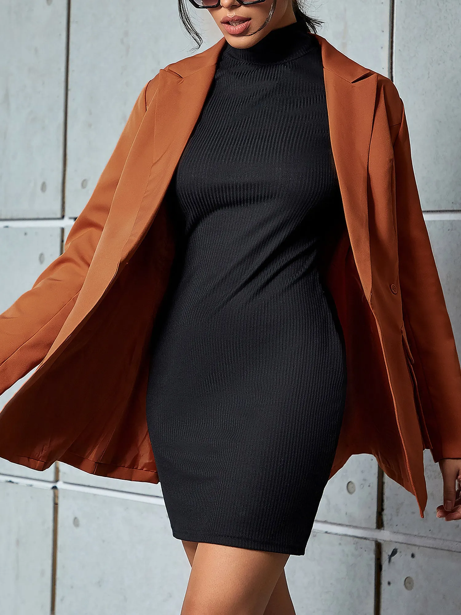 Notched Lapel Long Sleeves Lace-Up Cargo Blazer sold by Allegra K product image thumbnail 2