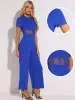 One Piece Crew Neck Mesh Sheer Wide Leg Jumpsuit sold by Allegra K
