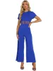 One Piece Crew Neck Mesh Sheer Wide Leg Jumpsuit sold by Allegra K