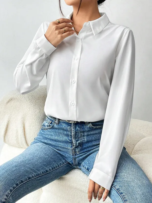 Classic Tailored Fit Solid Color Long Sleeve Button Down Office Shirt sold by Allegra K