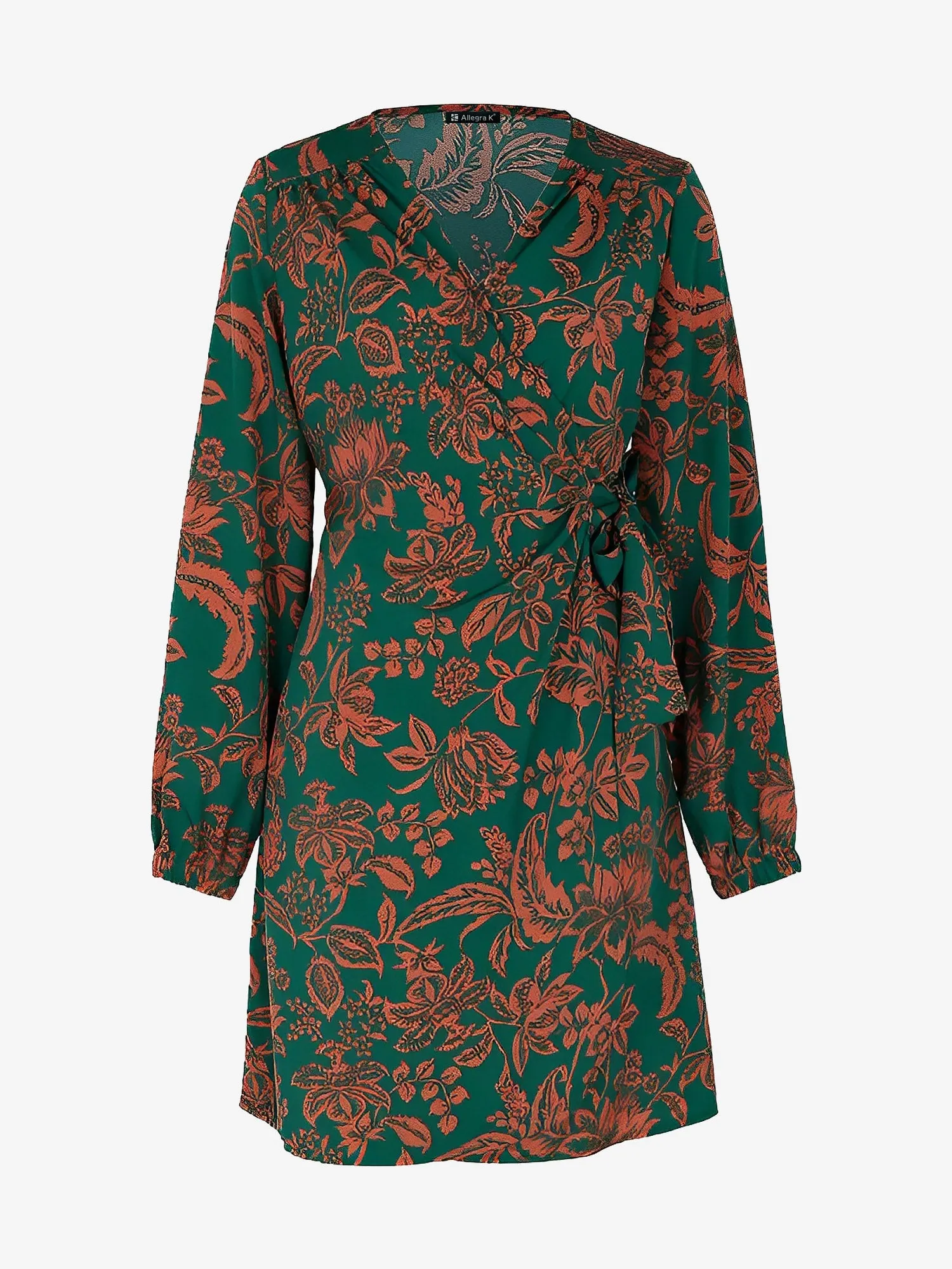 Tropical Floral Ruched Midi Long Sleeves Dress sold by Allegra K product image thumbnail 5
