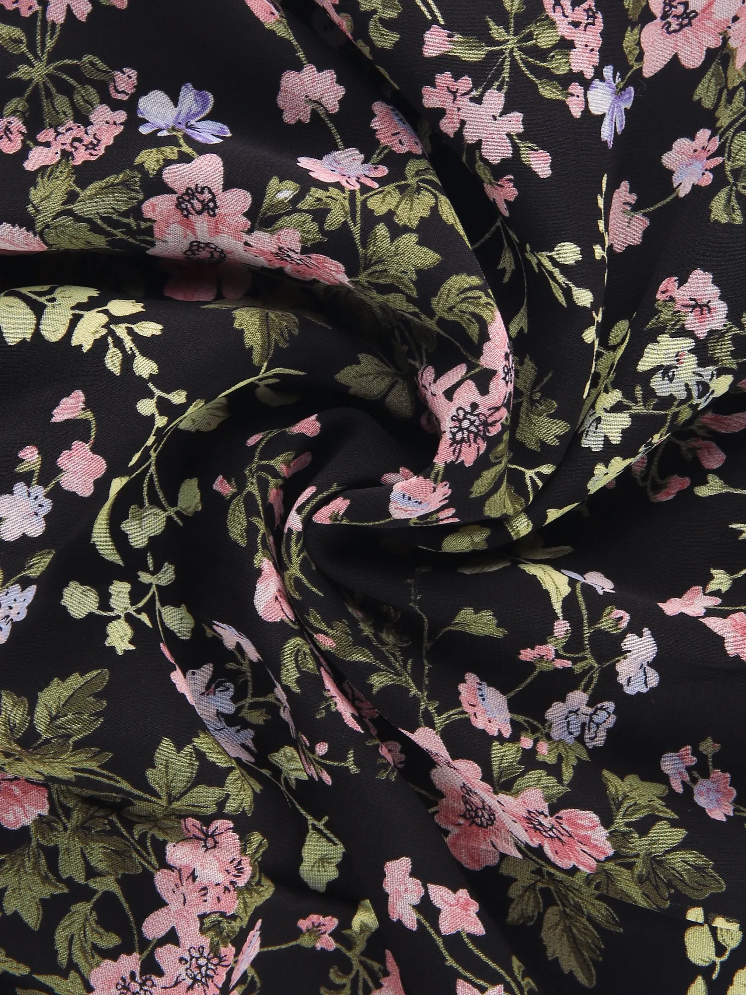 Floral A-line Smocked Waist Tiered Ruffled Chiffon Mini Dress sold by Allegra K product image thumbnail 4