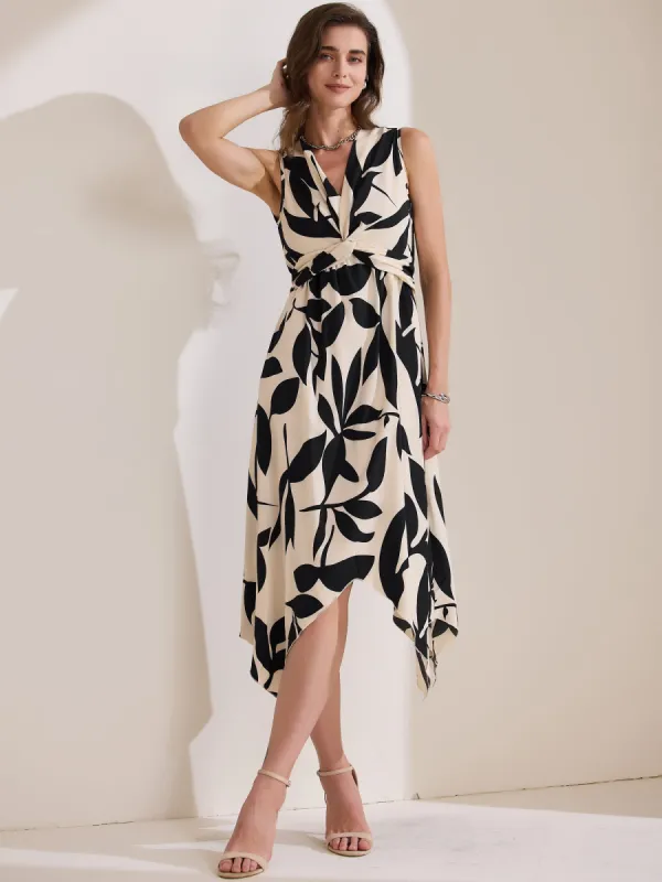 Floral Sleeveless Deep V Neck Irregular Hem Midi Dress sold by Allegra K