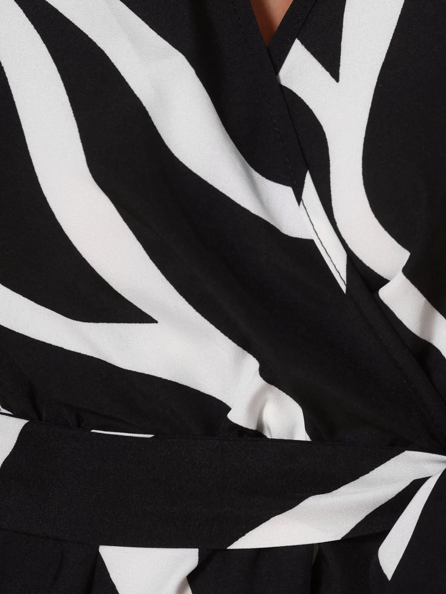 Printed V Neck Elastic Waist Belt Ruffle Peplum Blouse sold by Allegra K product image thumbnail 4