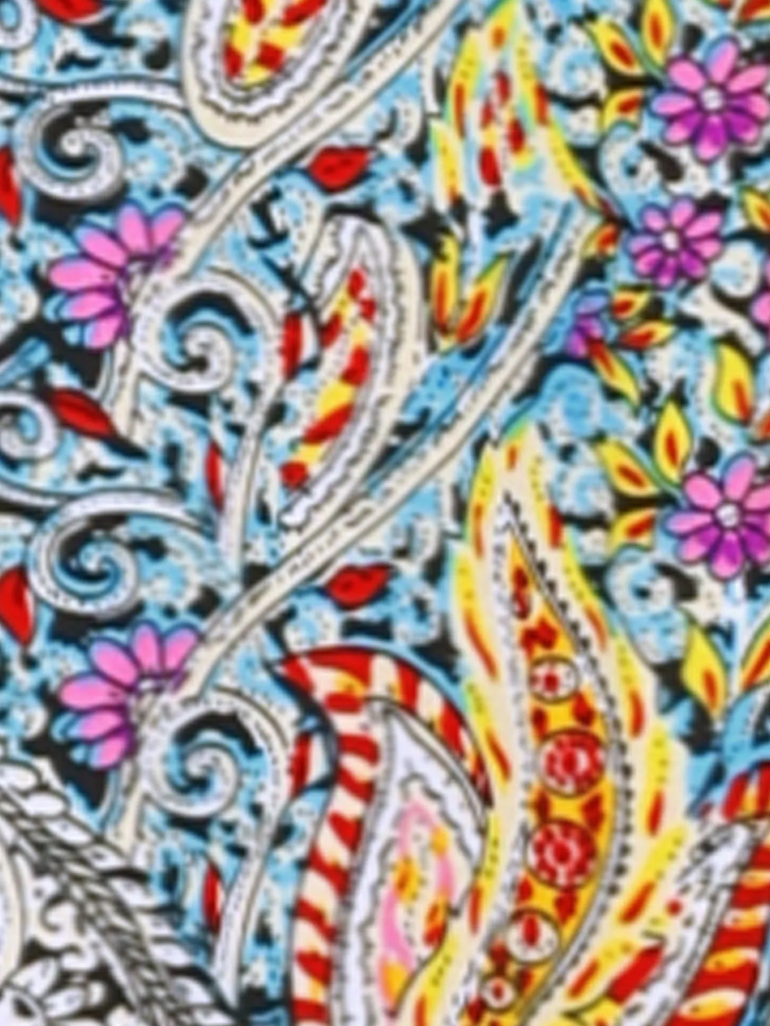 Ruffle Short Sleeve Paisley Boho Smocked Slit Dress sold by Allegra K product image thumbnail 4