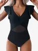 Ruffled Cap Sleeves Beach One Piece Swimsuit sold by Allegra K