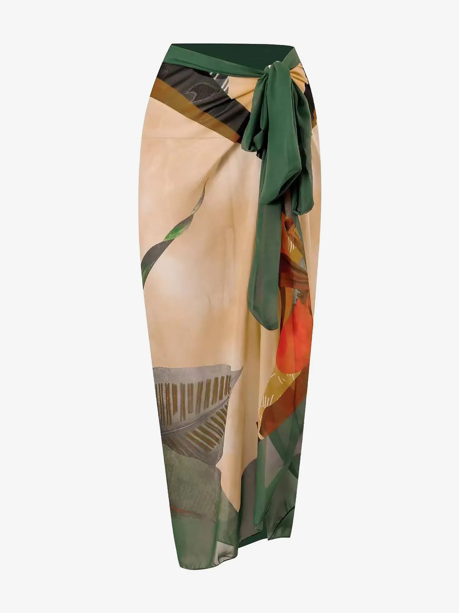 2 Pieces Printed Lace- Up Swimsuit & Wrap Maxi Skirt Cover Ups Set sold by Allegra K product image thumbnail 3