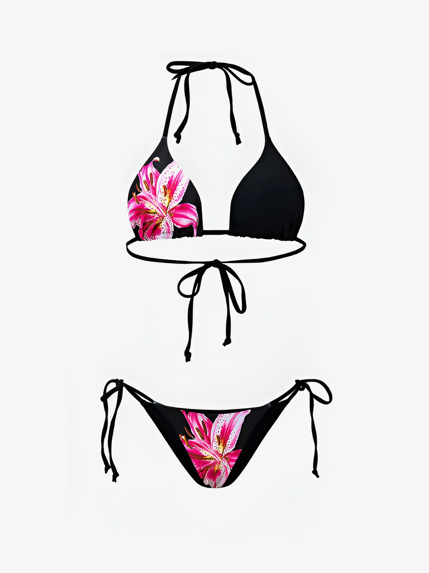 3 Pieces Lace-Up Halter Neck Bikinis & Floral Maxi Skrit Cover Ups Set sold by Allegra K product image thumbnail 3