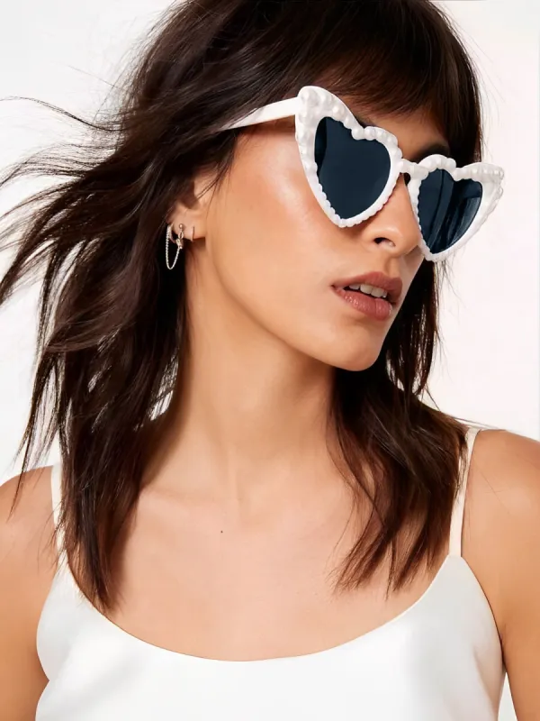 Heart Shaped Faux Pearl Decor Sunglasses sold by Allegra K